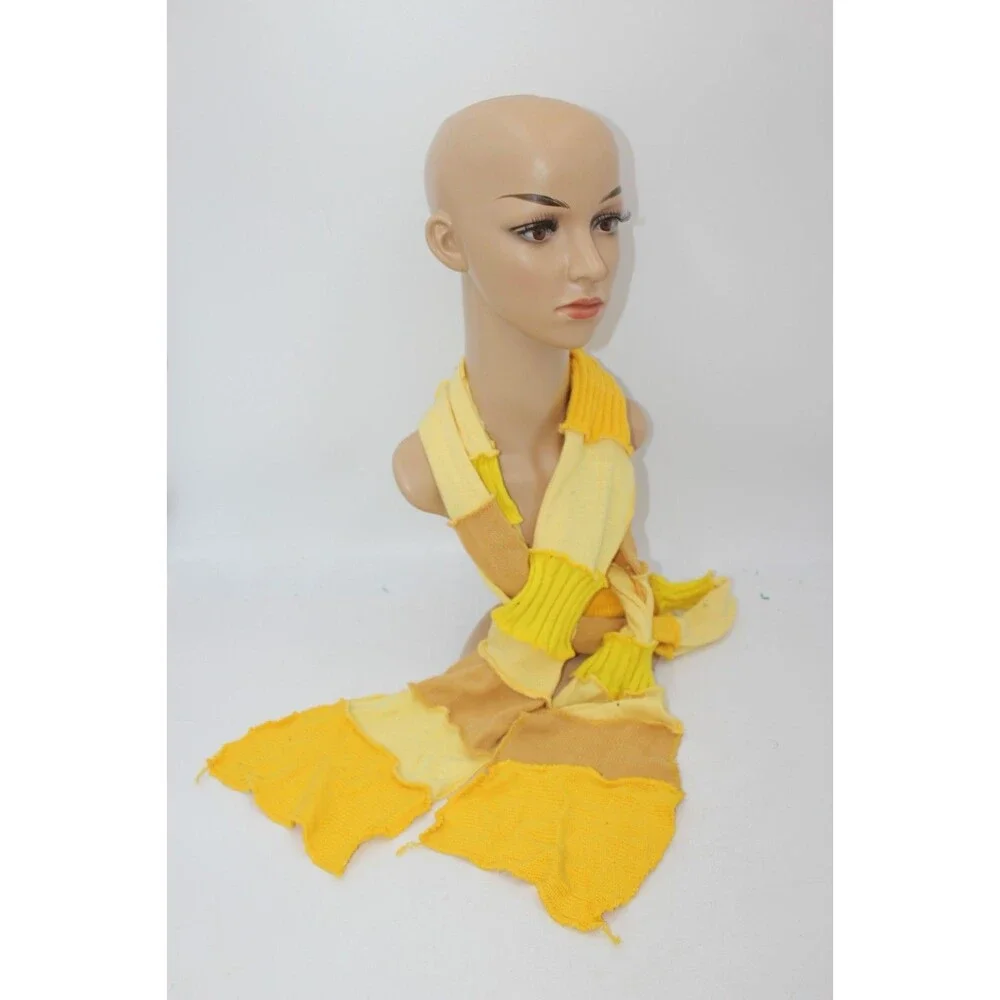 Scarf Upcycled Yellow Bright Fun Sweaters Winter Wedding Aprx 9' Long Handmade